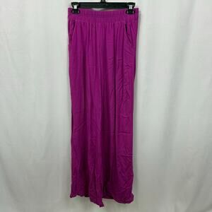 Splendid Pink Wide Leg Fuschia Pants Soft Pockets Elastic Waist Small